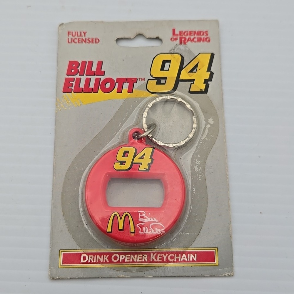 New Bill Elliott #94 McDonald's Bottle Opener Keychain‎ Vintage 1998 NASCAR